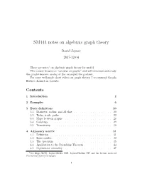 SM444 Notes on Algebraic Graph Theory