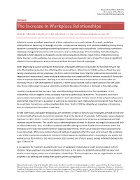 The Increase in Workplace Relationships