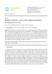 Biophilic Architecture: a Review of the Rationale and Outcomes