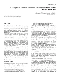 Concept of Mechanical Interfaces for Planetary Space Suit to Airlock and Rover