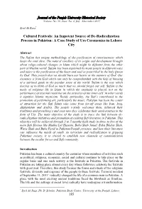 Cultural Festivals: an Impotent Source of De-Radicalization Process in Pakistan: a Case Study of Urs Ceremonies in Lahore City