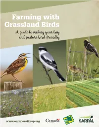 Farming with Grassland Birds a Guide to Making Your Hay and Pasture Bird Friendly