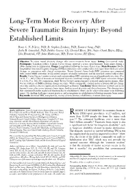 Long-Term Motor Recovery After Severe Traumatic Brain Injury: Beyond Established Limits