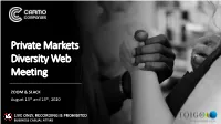 Private Markets Diversity Web Meeting