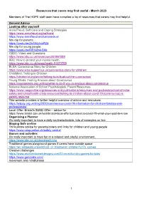 Resources That Carers May Find Useful - March 2020