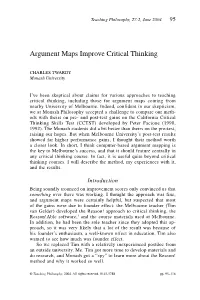 Argument Maps Improve Critical Thinking
