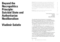 Beyond the Necropolitics Principle: Suicidal State and Authoritarian