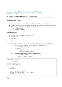 C Language O Level / a Level