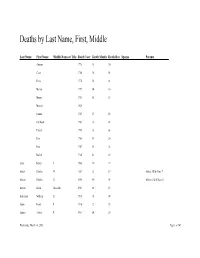 Deaths by Last Name, First, Middle
