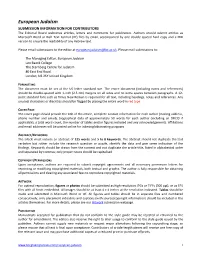 European Judaism Style Guide Is Based on the New Oxford Style Manual and New Hart’S Rules, with Some Deviations for House Preferences