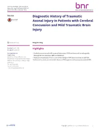 History of Traumatic Axonal Injury in Patients with Cerebral Concussion and Mild Traumatic Brain Injury