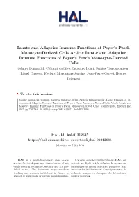 Innate and Adaptive Immune Functions of Peyer's Patch