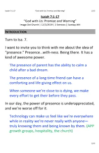 Isaiah 7.1-17 (4) Sermon Transcript