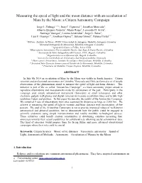 Measuring the Speed of Light and the Moon Distance with an Occultation of Mars by the Moon: a Citizen Astronomy Campaign