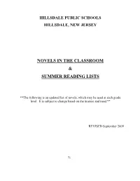 Novels in the Classroom & Summer Reading Lists