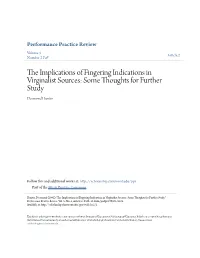The Implications of Fingering Indications in Virginalist Sources: Some Thoughts for Further Study*