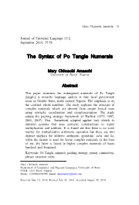 The Syntax of Po Tangle Numerals
