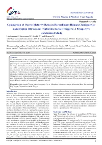 Comparison of Oocyte Maturity Rates in Recombinant Human Chorionic Go