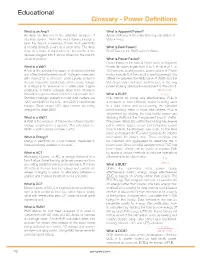 Educational Glossary - Power Defi Nitions