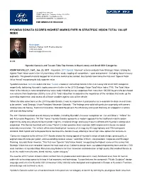Hyundai Sonata Scores Highest Marks Ever in Strategic Vision Total Value Index