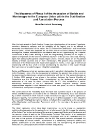 The Measures of Phase I of the Accession of Serbia and Montenegro to the European Union Within the Stabilization and Association Process
