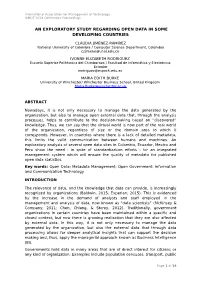 An Exploratory Study Regarding Open Data in Some Developing Countries