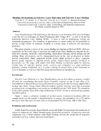 Binding Mechanisms in Selective Laser Sintering and Selective Laser Melting Prof