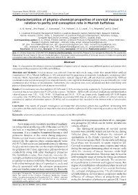 Characterization of Physico-Chemical Properties of Cervical Mucus in Relation to Parity and Conception Rate in Murrah Buffaloes