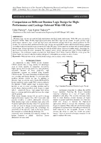 Comparision on Different Domino Logic Design for High- Performance and Leakage-Tolerant Wide OR Gate