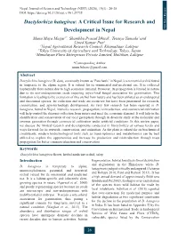 Dactylorhiza Hatagirea: a Critical Issue for Research and Development in Nepal NS | Bot
