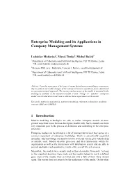 Enterprise Modeling and Its Applications in Company Management Systems