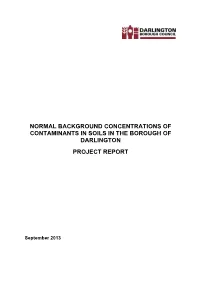 Normal Background Concentrations of Contaminants in Soils in the Borough of Darlington Project Report