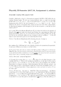 Phys402, II-Semester 2017/18, Assignment 4, Solution