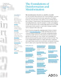 The Foundations of Disinformation and Misinformation
