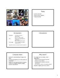 Computer Vision Today Introductions Introductions Computer Vision Why