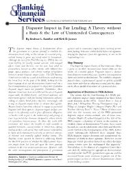 Disparate Impact in Fair Lending: a Theory Without a Basis & the Law Of