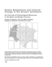 Human Adaptations and Cultural Change in the Greater Southwest