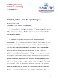 Sir Thomas Winsor's Speech at The