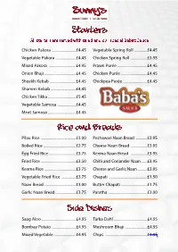 Starters All Starters Are Served with Salad and Our Special Baba’S Sauce