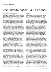 The Fossum Panel – a Calendar?
