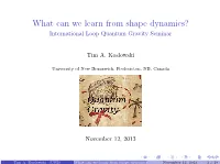 What Can We Learn from Shape Dynamics? International Loop Quantum Gravity Seminar