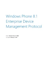 Windows Phone 8.1 Enterprise Device Management Protocol