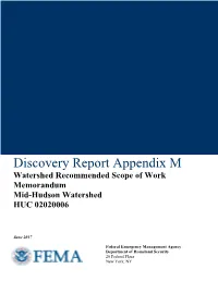 Discovery Report Appendix M Watershed Recommended Scope of Work Memorandum Mid-Hudson Watershed HUC 02020006