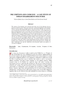 Pre-Emption and Coercion – a Case Study of Syrian Disarmament Discourse