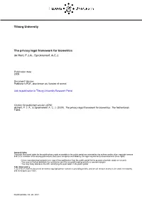 Sprokkereef the Privacy Legal Framework for Biometrics The