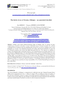 The Birds (Aves) of Oromia, Ethiopia – an Annotated Checklist
