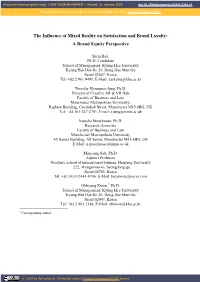 The Influence of Mixed Reality on Satisfaction and Brand Loyalty: a Brand Equity Perspective