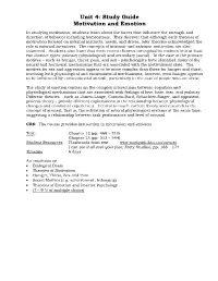 Unit 4: Study Guide Motivation and Emotion