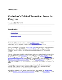 Zimbabwe's Political Transition: Issues for Congress
