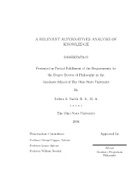 A Relevant Alternatives Analysis of Knowledge